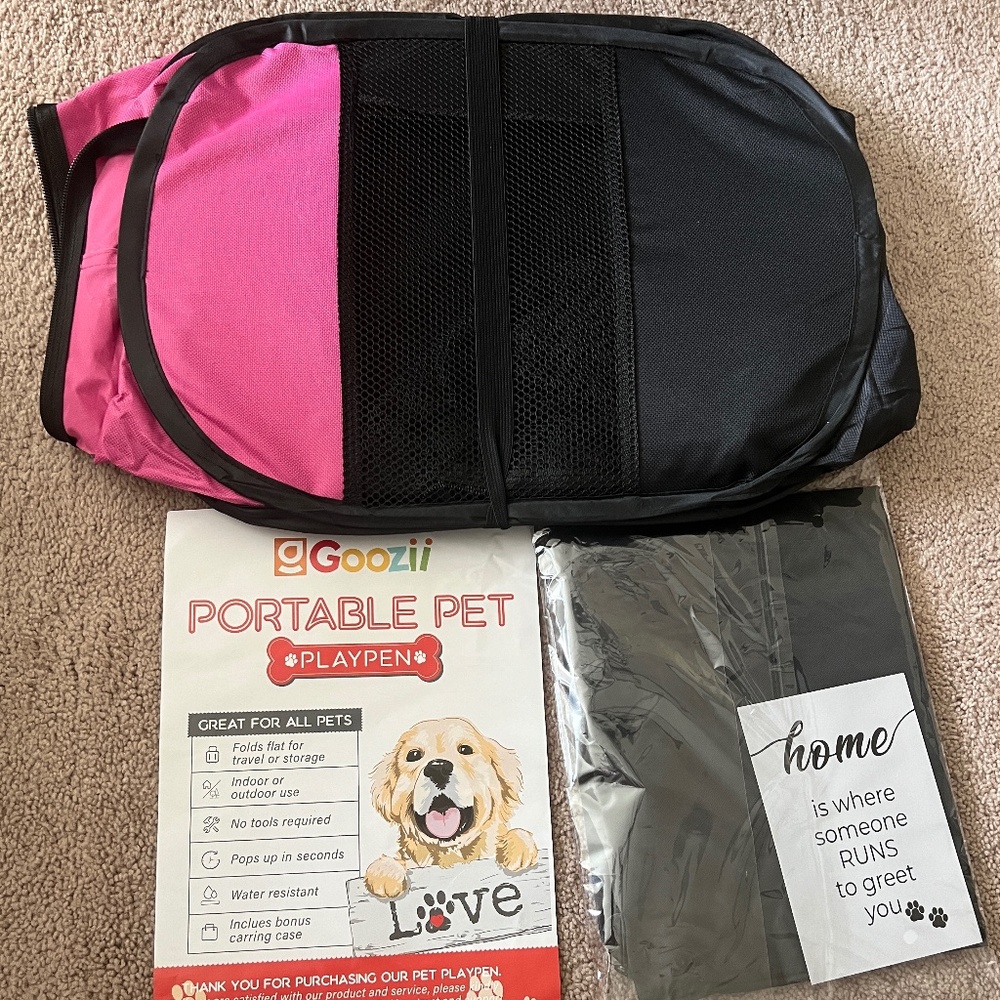 Portable Pet Playpen Open Box Pink/Black